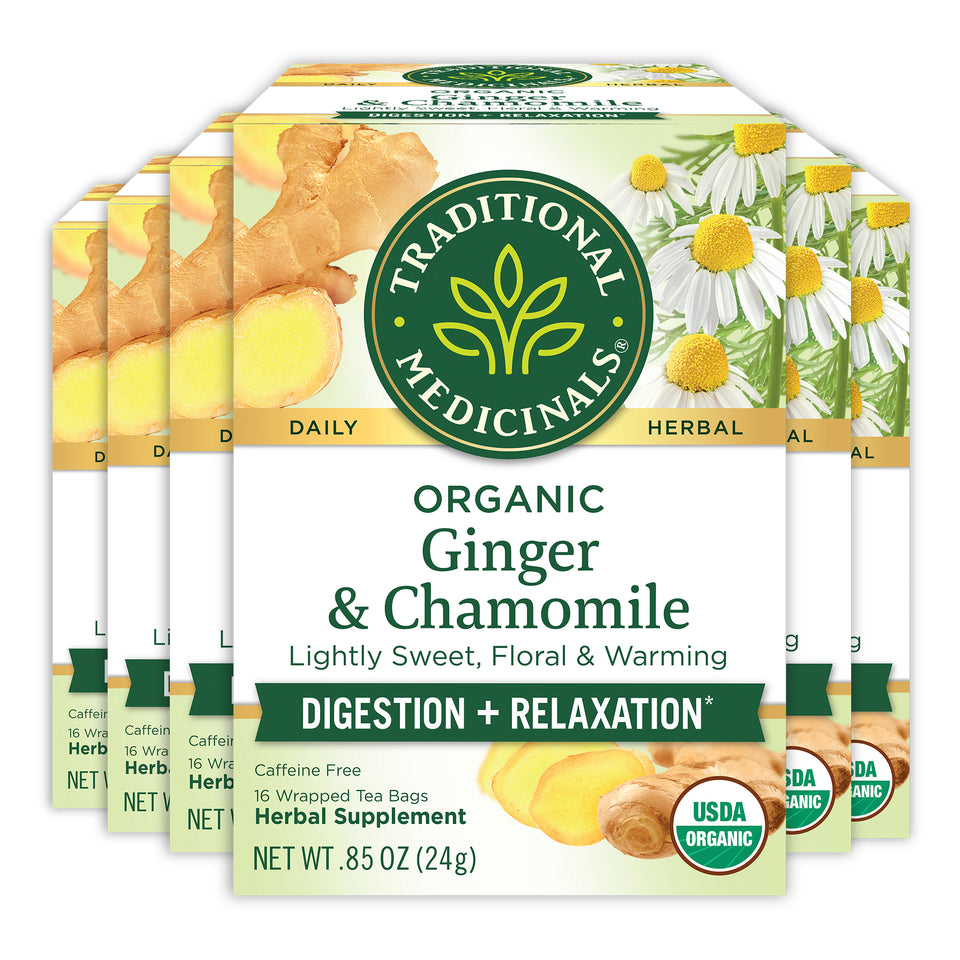 Ginger & Chamomile Digestion + Relaxation packages.