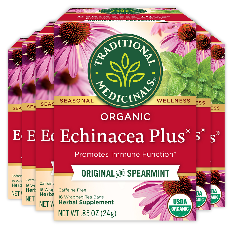 Echinacea Plus® Tea with Spearmint from Traditional Medicinals supports and boosts your immune system while promoting overall immune function.